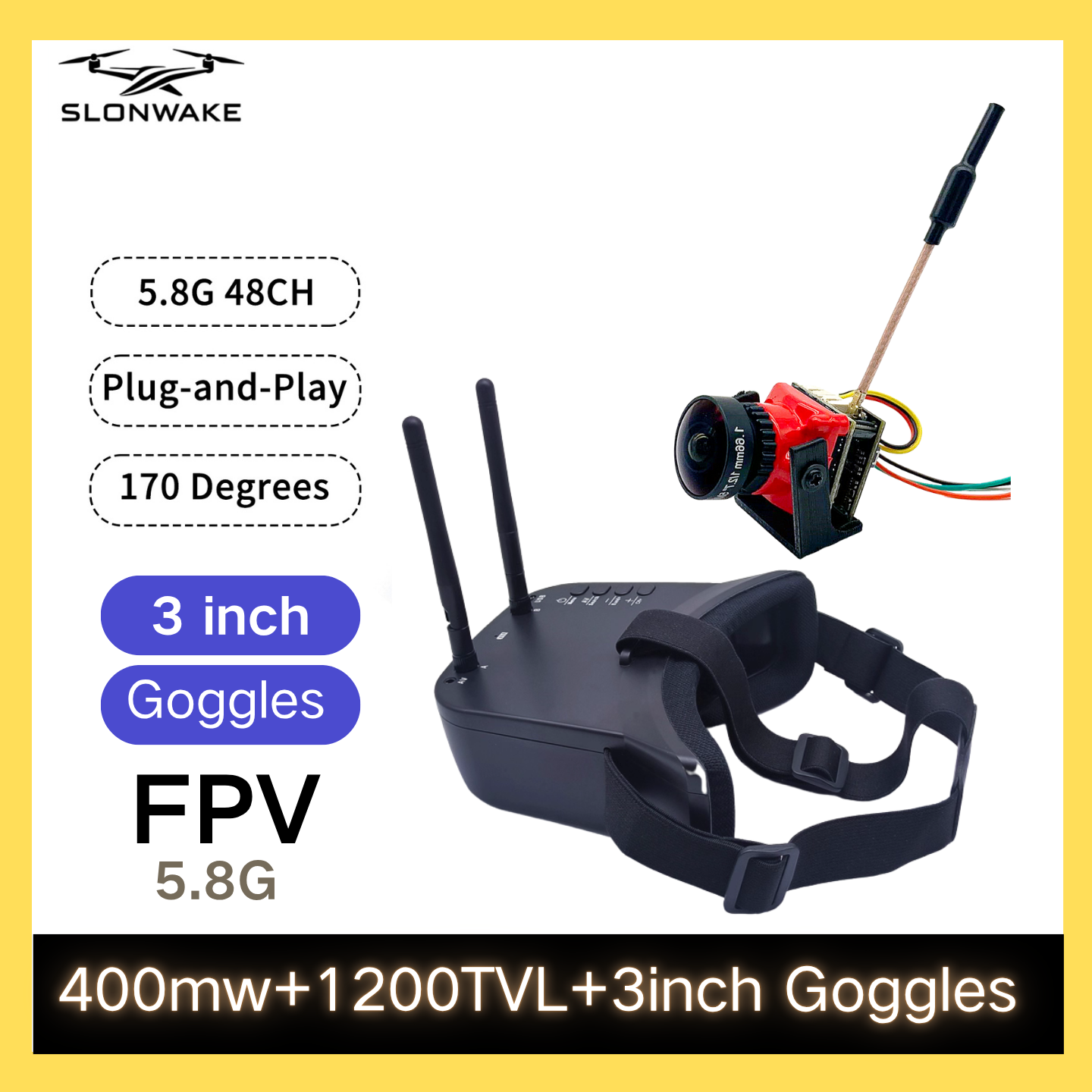 SLONWAKE 5.8G 48CH FPV 400mw V - Drone Receiver review and price